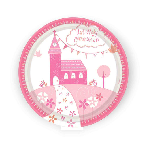 Picture of COMMUNION CHURCH PINK PAPER PLATES 23CM - 8 PACK